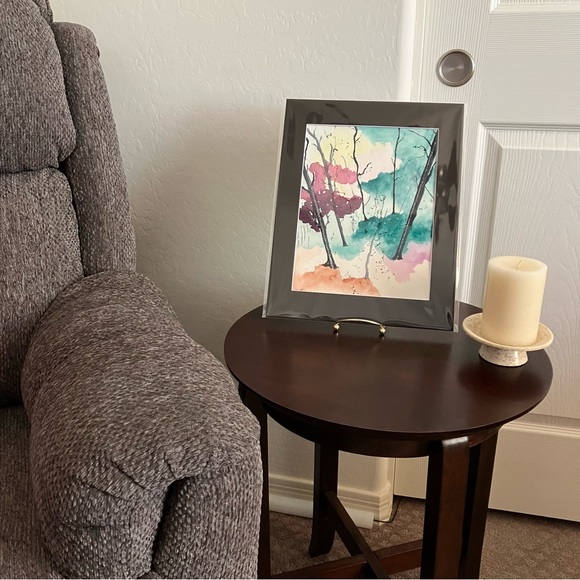 Watercolor Semi Abstract Landscape Wall Art Framed in Acid Free Art Kit, 11x14" - Picture 4 of 5